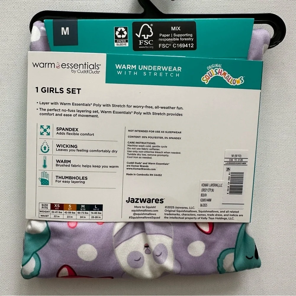 Cuddl Duds Girls Purple Squishmallows Print Set Size M (8/10)